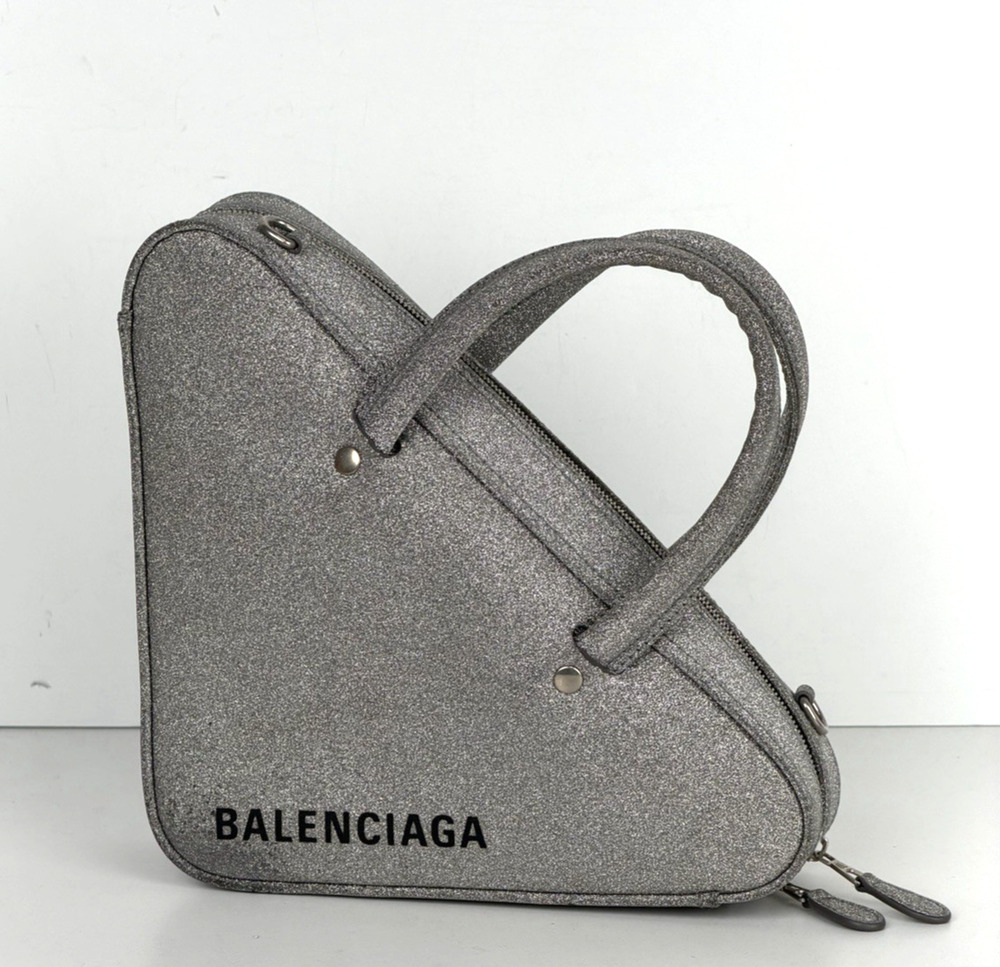 Balenciaga Triangle Duffle XS Bag in Silver Glitter Silver HW S09